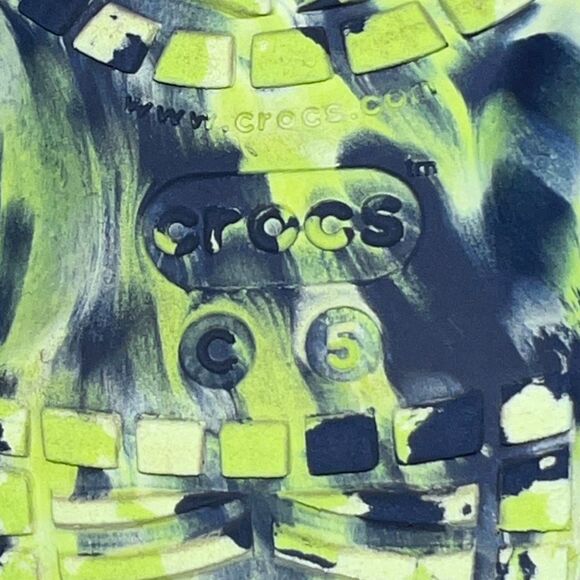 Toddler CROCS Classic Crocband Marbled Navy Neon Green Clog Size C5 - Picture 4 of 6